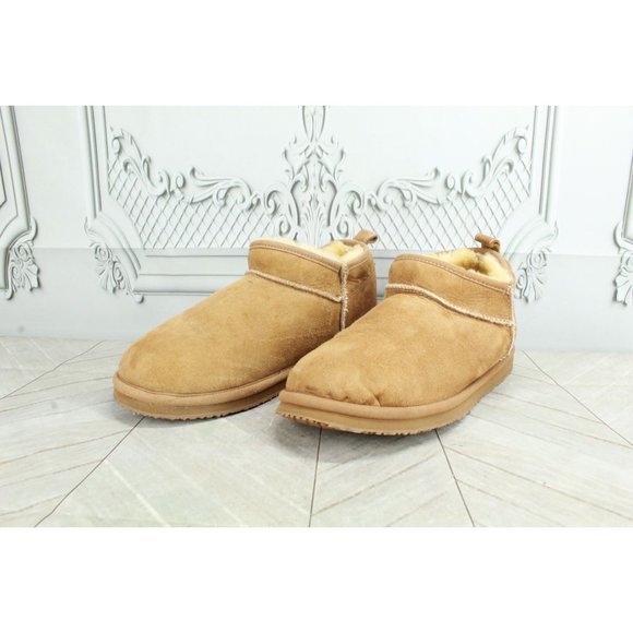 LL Bean Brown Suede Wicked Good Shearling Lined Ankle Boots Slippers 8 M - Picture 2 of 9